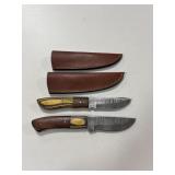 (2) DAMASCUS FIXED BLADE KNIVES