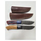 (2) DAMASCUS FIXED BLADE KNIVES