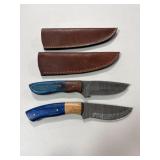 (2) DAMASCUS FIXED BLADE KNIVES
