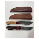 (2) DAMASCUS FIXED BLADE KNIVES
