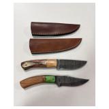 (2) DAMASCUS FIXED BLADE KNIVES
