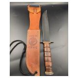 CASE XX USMC FIGHTING KNIFE W/ LEATHER SHEATH
