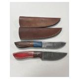 (2) DAMASCUS FIXED BLADE KNIVES