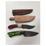 (2) DAMASCUS FIXED BLADE KNIVES