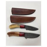 (2) DAMASCUS FIXED BLADE KNIVES
