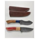 (2) DAMASCUS FIXED BLADE KNIVES