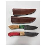 (2) DAMASCUS FIXED BLADE KNIVES