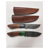 (2) DAMASCUS FIXED BLADE KNIVES