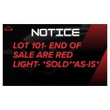RED LIGHT-SOLD * AS-IS - - LOT 100 TO END OF SALE