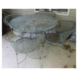 Vintage Green Metal Outdoor Patio Table & Chairs