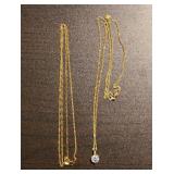 2 Yellow Gold Tone 925 Necklace Chains