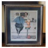 Garfield Meets Norman Rockwell Parody Lith. Framed