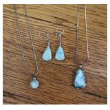 925 Silver Blue Larimar Gemstone Jewelry Set
