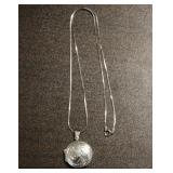 925 Silver Etched Locket on Chain