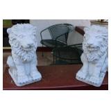 (2) Vintage Plaster Cast Decorative Lion Sculpture