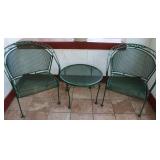 Green Metal Outdoor Patio Chairs & Table Set