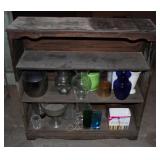Vintage Solid Wood Shelf w/ Flower Vases