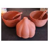 Terracotta Garlic Roaster & Bowls w/ Spoons