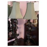 Set of 2 Bronze Style Shell & Pearl Table Lamps