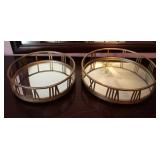 Set of 2 Roman Numeral Mirrored Trays