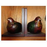Vtg Hand Carved Wooden Rooster Folk Art Book Ends