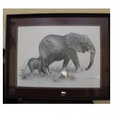 1980 'African Elephants' Signed Larry Martin Print