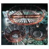 3pc. Vintage Pink Depression Glass Dishes