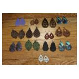 13pc. Wooden & Faux Leather Designed Earrings