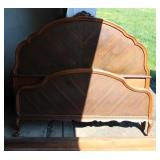 Vintage Queen MC Art Deco Wooden Bed Frame
