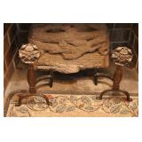 Vintage Brass Rosette Fireplace Andiron (Fire Dog)