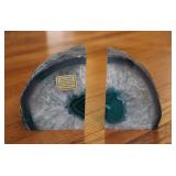 Teal Agate Geode Bookends