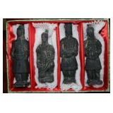 4pc. Chinese Qin Shi Huang Clay Warrior Set