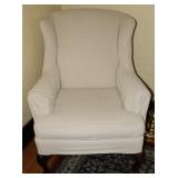 Vintage Cream Upholstered Wingback Chair