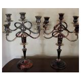 (2) Vtg Silver Plated 5 Swing Arm Candelabras