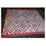Antique Hand Stitched Burgoyne Surrounded Quilt