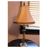 Vintage MCM Italian Tole Brass Floral Table Lamp