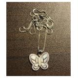 Silver 925 Opal Butterfly Pendant Necklace