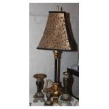 3pc. Candle Stick Holders w/ Table Lamp