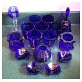 Vintage Cobalt Blue Dish Collection w/ Bell
