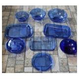 Vtg AH & Pyrex Cobalt Blue Baking Dishes & Bowls