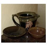 3pc Quality Alewine Pottery Bowls & Pitcher