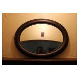Vintage Oval Wooden Wall Hanging Mirror