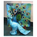 Pier 1 Peacock Glass Serving Plate +