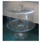 Vintage Glass Pedestal Cake Stand w/ Dome Lid