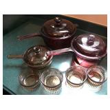Vintage Vision Pyrex Lidded Pots w/ AH Ramekins