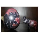 Kenya Hand Carved Elephant & Egg Figurines
