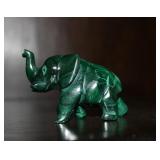 Genuine Miniature Malachite Carved Elephant