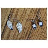 2 Sets of 925 Silver Opalite Stone Dangle Earrings