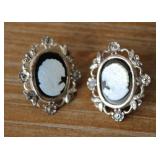 Vintage Silhouette Cameo 925 Silver Earrings