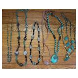 6pc. Gemstone & Egyptian Scarab Necklaces
